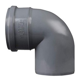 Soil Pipe 90 Degree Bend 110 mm Inlet - Push Fit - Grey - Waste