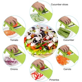 Voarge Manuelle Essen Slicer, Gemüsehobel 3 in 1 Gemüseschneider Profi Gemüsereibe Kartoffelschneider, justierbares Stärke Kartoffel Karotten Gemüse Scheiben Werkzeug