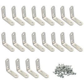 AKVIBG 20 Pack L Bracket, 2x2 Inch Corner Braces Stainless Steel Angle Braces, Joint Bracket for Wood Furniture/Cabinet, Silver