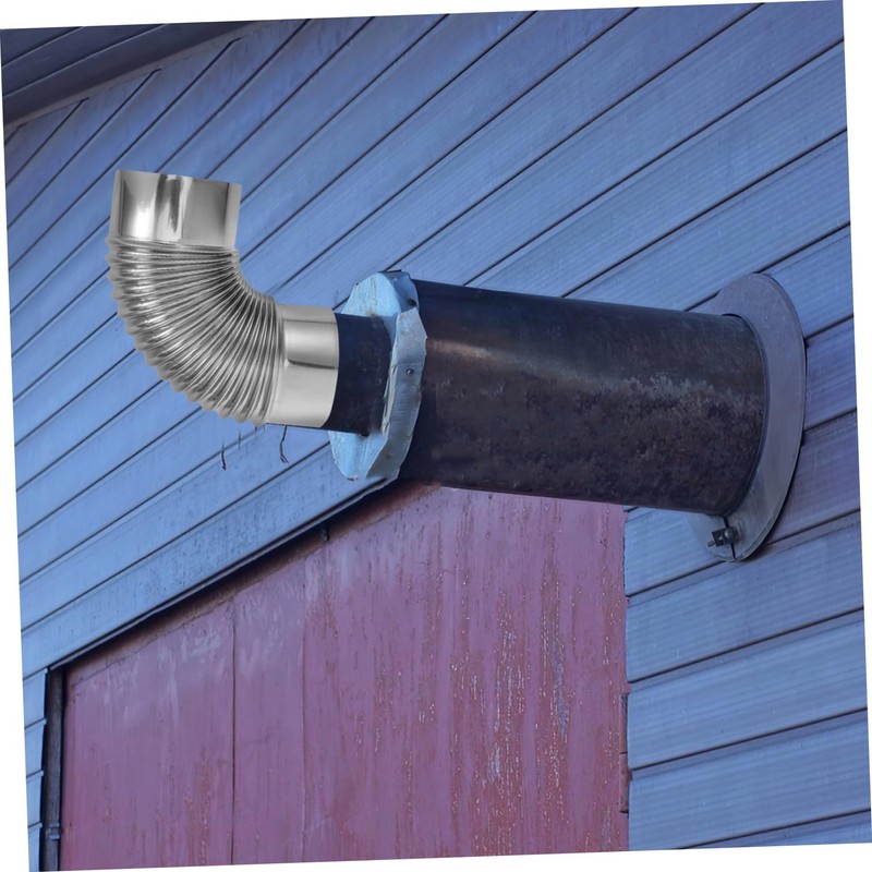 Operitacx Stainless Steel Chimney Flue Elbow Pipe 2pcs Set Fire