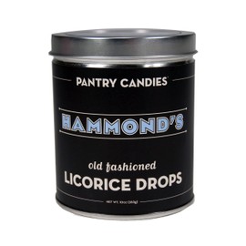 Hammond's Candies Old Fashioned Black Licorice Drops - All Natural Hard Candies - Approx. 48 Pcs - 10 Oz Tin