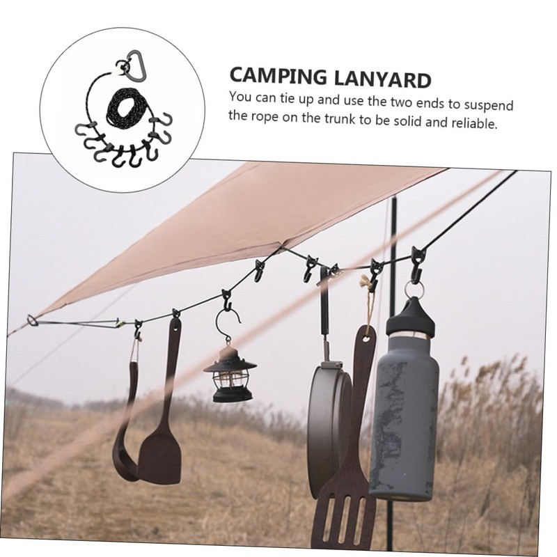 BIUDECO 1set Outdoor Camping Clothesline Strap Portable Multi-Function Drying Rope