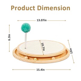 kathson Natural Sisal Cat Scratcher with Interactive Ball Track Toy - Durable Scratching Pad for Indoor Cats, Sisal Cat Scratching Post for Indoor Cats and Kittens