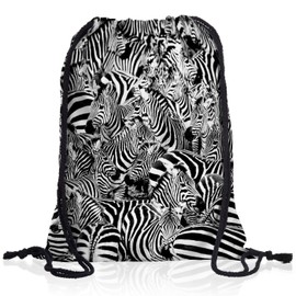 style3 Zebra Herd Backpack Gym Bag Sport Jute Bag Zebra, black, Rucksack