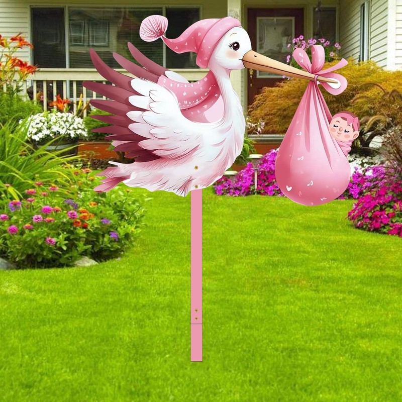 Rattling Stork Set for Birth Baby, 81 cm High Baby