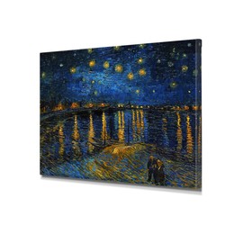 IPIC - Vincent Van Gogh's 'Starry Night Over the Rhone', Famous Artist Reproduction Wall Art, Giclee Canvas Print Wall Decor for Living Rooms, Bedrooms, Offices. Total Size: 30X24in