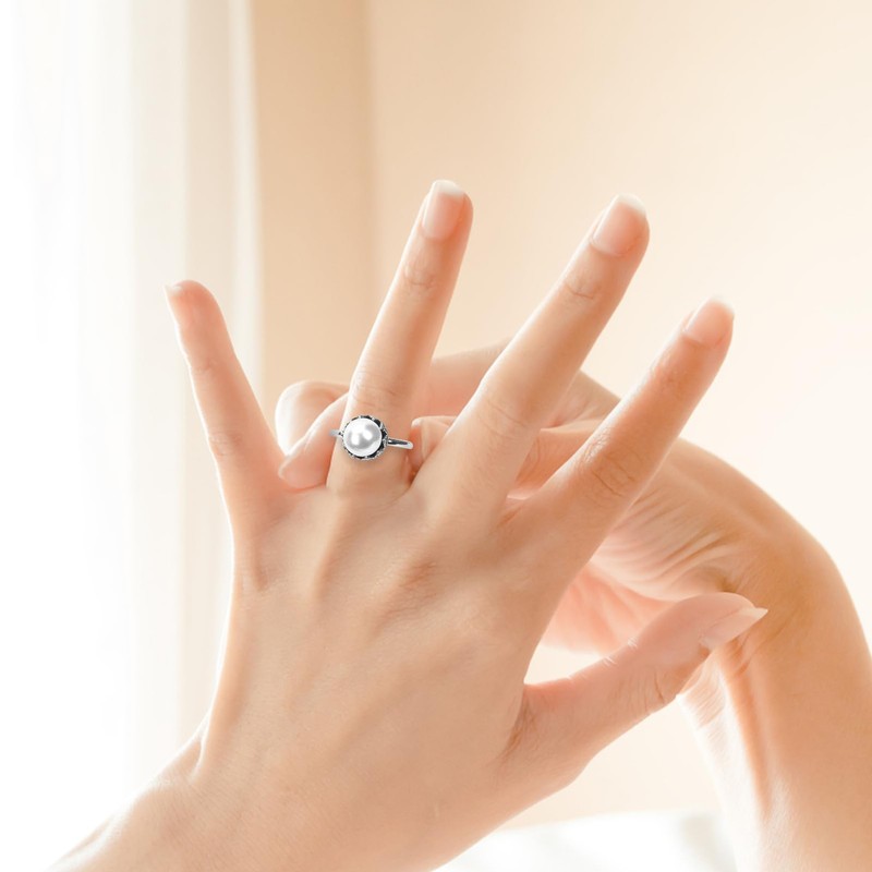 Healeved Pearl Ring for Women Elegant Cocktail Ring with Unique