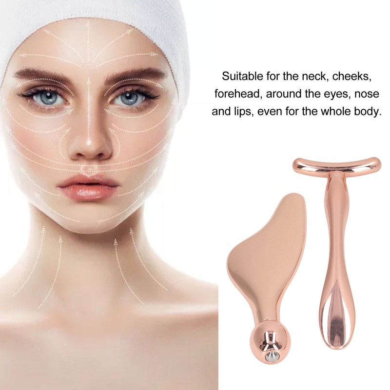 2pcs Face Roller Massage Sticks Cooling Metal Facial Massage Tools