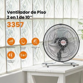 Mytek Ventilador De Mesa Y Pared Mytek 3357 De 10 Pulgadas 2 En 1 Cantidad de aspas 3 Color de la estructura Negro Color de las aspas Gris Diámetro 25.4 cm Frecuencia 60HZ Material de las aspas Metalicas