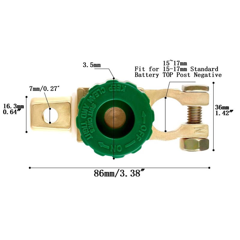 3Pcs Top Post Battery Disconnect Switch, Quick Cut Off for