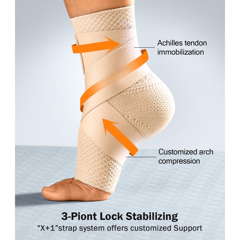 WHCOOL Flat Knitting Ankle Brace For Women&Men, 7-Zone Dynamic Compression