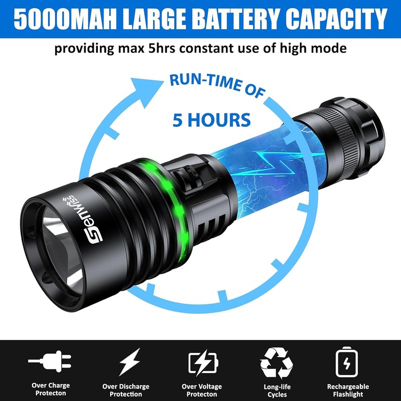 Genwiss Dive Light, 2000 Lumen Underwater Flashlight, IPX8 Waterproof Scuba