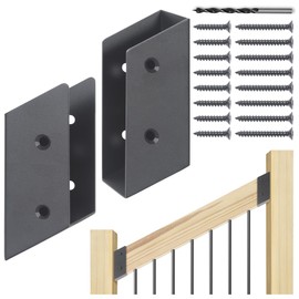 WOCEPU 27.5°Stair Angle Stainless Steel Deck Railing Brackets Connectors for 2"x4" (Actual 1.5"x3.5") Railing Wood Post (4 Pair)
