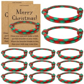 Liliaafar 30 Set Christmas Bracelets Bulk Nylon Friendship Bracelets with Cards Adjustable Woven Rope for Christmas Party Favor (Classic)