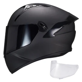 VCOROS Full Face Dual Visor Motorcycle Helmet for Adults Motorbike Street Bike Racing Helmets X9 DOT Approved with Black Visor (X9 Matte Black, Large)