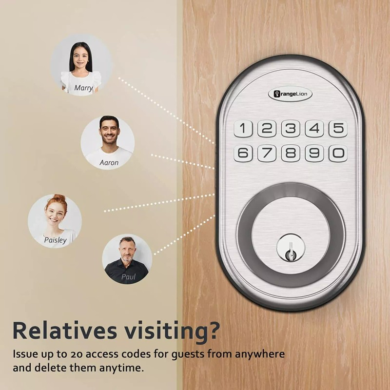 OrangeLion Keyless Entry Deadbolt Door Lock, Smart Electronic Keypad Auto