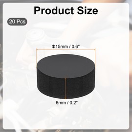 PATIKIL Rubber Solid Discs Washers, 20 Pcs 15mm OD x 6mm Thick Rubber Round Gasket Pad Bushings Spacer Washer for DIY Gasket Craft, Black