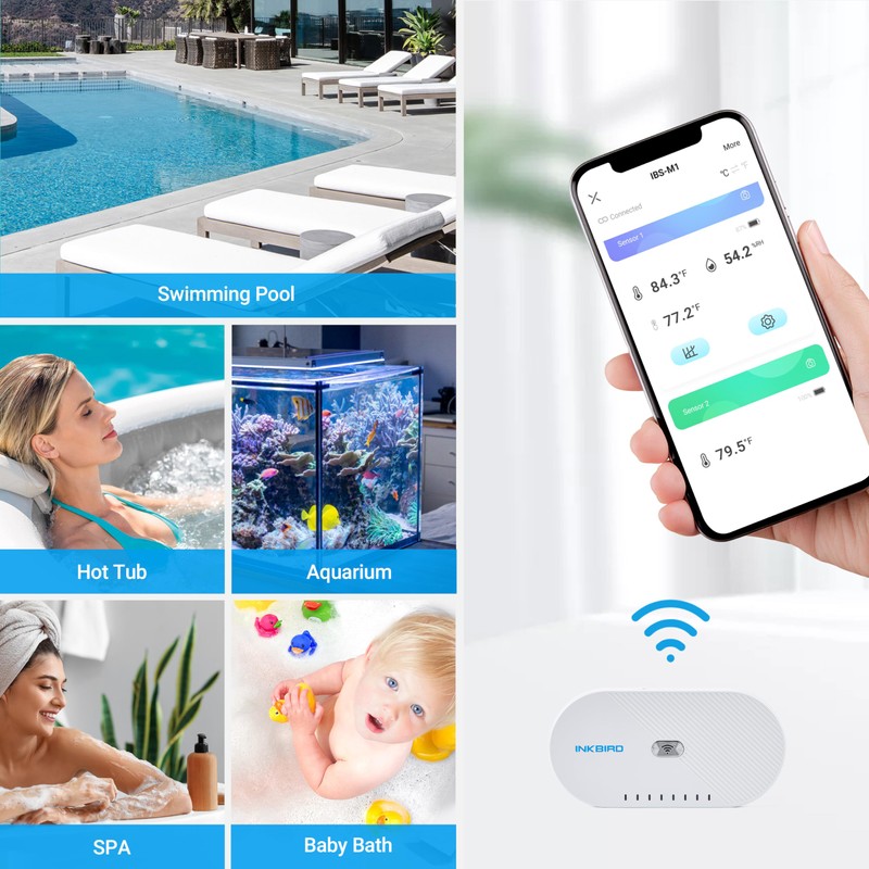 INKBIRD WiFi Gateway and Wireless Pool Thermometer, Connect to WiFi