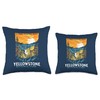 Retro Yellowstone National Park WPA Style Lower Falls Throw Pillow
