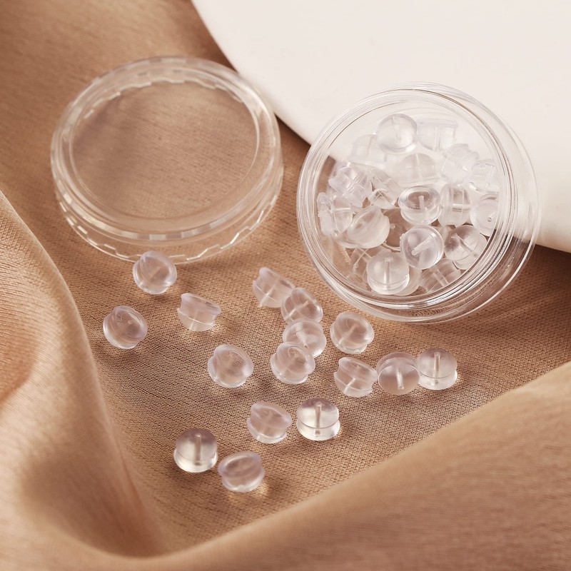 Rubber Earring Backs Soft Clear Earring Backings for Studs Hypoallergenic