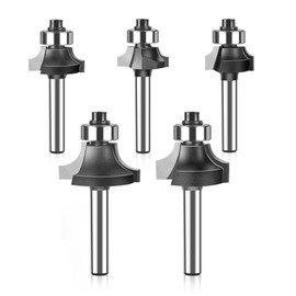 5Pcs Tungsten Steel Alloy Router Bits Set Trimming Straight Milling Cutter Wood Bits with 1/4Inch Shank for Cutting Woodworking Black