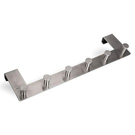 LINEA Over-The-Door Hook Rail with 6 Hooks Real Stainless Steel