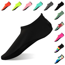 FANWINKJ Water Socks,Yoga Socks, Anti-Slip Breathable and Stylish Water Socks for Beach, Sports, Surf, and Swim, Men and Women,Black-XL