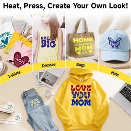 TECKWRAP Heat Transfer Vinyl Sheets - 12" x 12" HTV Iron on Vinyl Sheets for T-Shirts, Clothing, and Fabrics 23 Pack for All Cutter Machine - Easy to Cut & Transfer DIY Projects