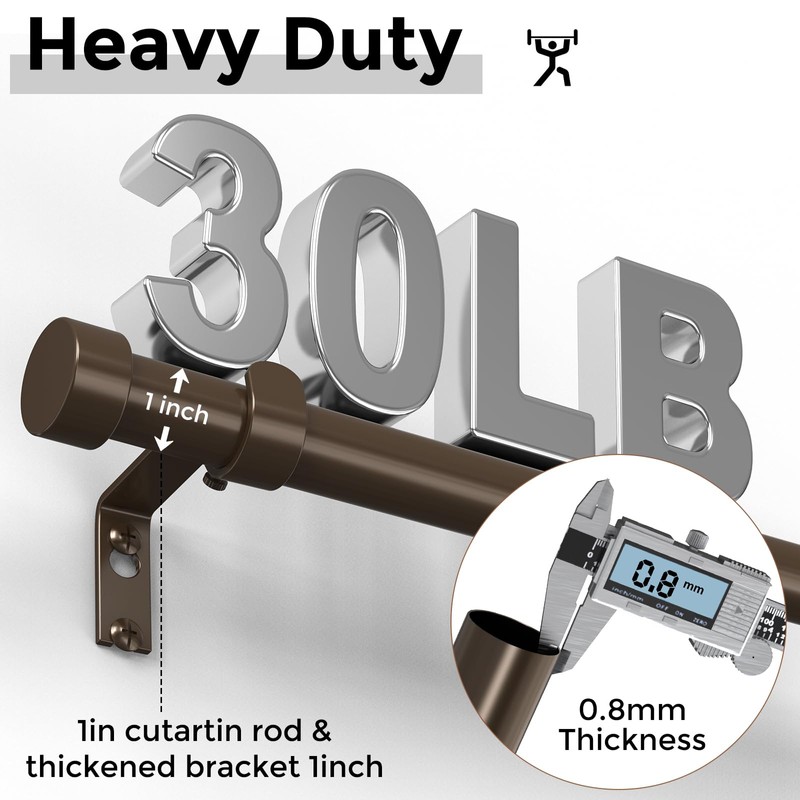 VOIIY Bronze Curtain Rods for Windows 48 to 84 Inch(4-7