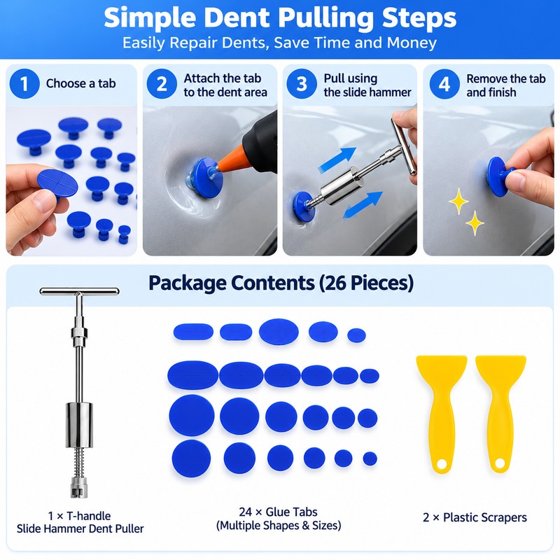 Car Dent Repair Puller Kit for Auto Body Panels –