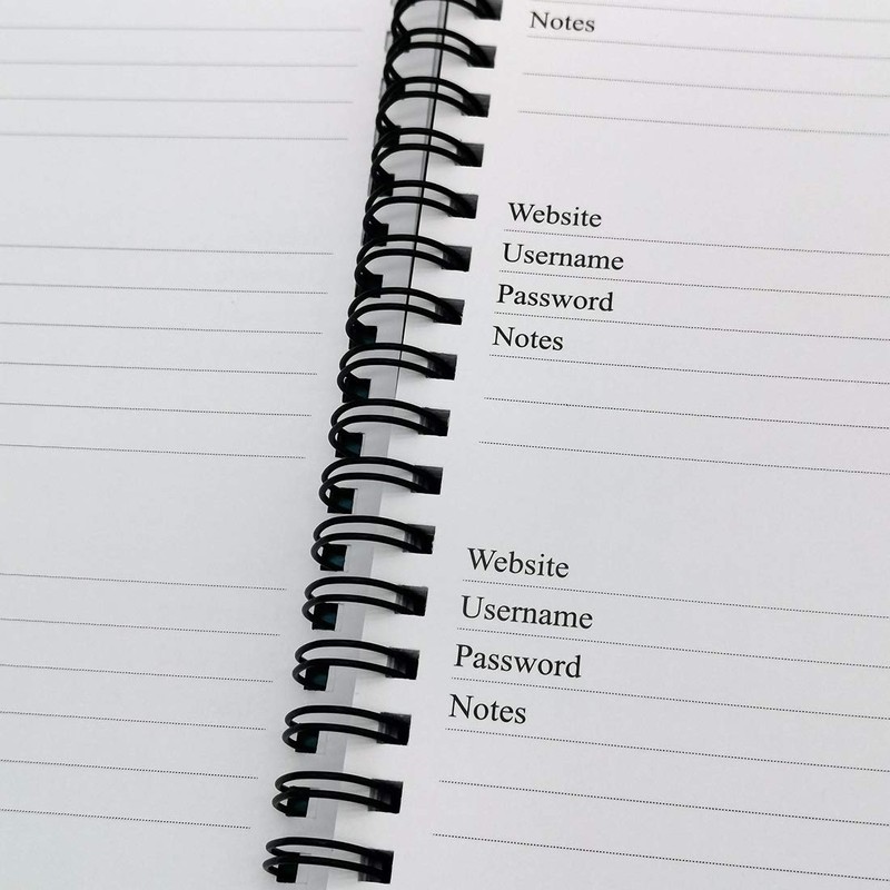 Nokingo Spiral Password Book with Tabs - 5x7 inch Password
