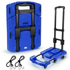 Voipvvii Folding Hand Truck 500lbs, Portable Heavy Duty Dolly Cart, 6 Wheels Collapsible Luggage Cart with 2 Elastic Ropes - Compact Trolley Cart for Easy Moving - Ideal Hand Cart for Travel and More