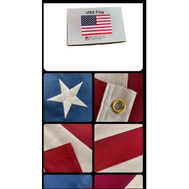 American Flag 3'x5' U.S.A. 100% Natural Hemp Embroidered Stars Sewn Stripes USA