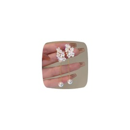 Pearl Drop Earrings Flowers Cluster Earrings for Women (Cluster Flower)