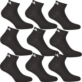 FILA 9 Pairs Unisex Training Socks, Black, 43-46, black