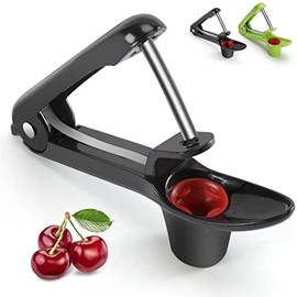 SCHVUBENR Premium Cherry Pitter Tool - Portable Cherry Core Remover - Stainless Steel Cherry Pitter - Easy to Use & Dishwasher Safe - Pit Cherry with Ease (Black)