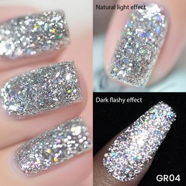 Born Pretty Glitter Gel Nail Polish Sparkle Shiny Gel Nail Polish Reflective Glitter Disco Shine Gel Polish Soak Off U v Gel Nail Art Varnish Manicure Home DIY 6colors