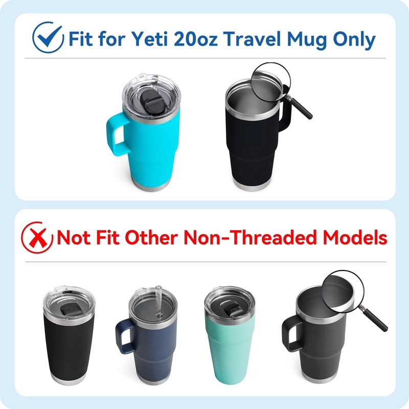 Prurex Replacement Lid for YETI Rambler 20oz Travel Mug Stronghold