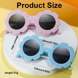 Pack of 2 Children's Sunglasses, Baby Sunglasses, 0-36 Months, Polarised, Round Sunglasses, Flower-Shaped Glasses, for Toddlers, Baby Sunglasses, 0-3 Years, UV