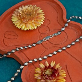 Tuscany Silver Women's Sterling Silver Oxidised Satin Twist Necklace 4.1 mm, Silver, No Gemstone