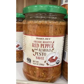 TRADER JOES ORGANIC ROASTED RED PEPPER AND ALMOND PESTO SAUCE! DELICIOUS! 🔥