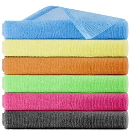 SevenFish 6pcs Exfoliating Washcloth Towel, Long African Japanese Korean Exfoliating Washcloth Sponge Loofah Bathing Wash Cloth Towel for Body Scrubber, Women, Men