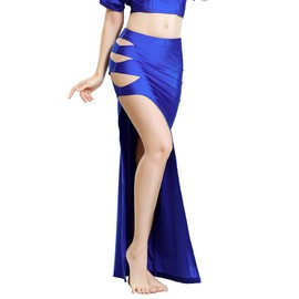 Royal Smela - Disfraz de Danza del Vientre para Mujer, Faldas de Danza del Vientre, Falda Maxi con Abertura, Falda de Danza del Vientre, Falda de Cadera, Disfraz de Carnaval, Azul Oscuro, L