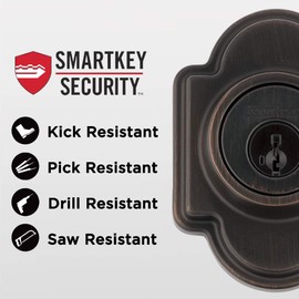 Kwikset Arlington Single Cylinder Handleset with Tustin Lever Featuring SmartKey Security in, Venetian Bronze, Requires 2 Holes