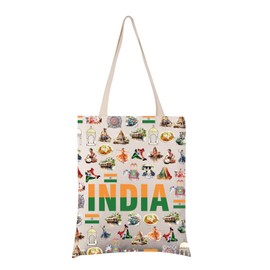 Zuo Bao Indian Gift Indian Tote Bag India Travel Indian Theme Shopping Bag Indian Souvenir Vacation Gift (INDIA)