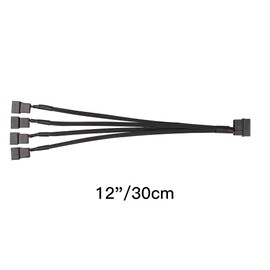 4 Pin Molex to 4 x 3-Pin / 4 Pin PMW 12V PC Case Fan Power Supply Cable, 3 Pin or 4 Pin (PWM Plug) to Molex Computer Cooler Cooling Fan Splitter Y Power Cable