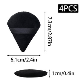 Yinluluna 4Pcs Triangle Powder Puffs, Washable & Reusable Setting Powder Puff, Foundation Sponge Beauty Makeup Tools for Women (Black)