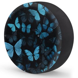 Spare Tire Covers for Trailers, RV Spare Tire Cover, Blue Butterfly Weatherproof Campers Tire Covers Protectors, Camping Trailer Accessories Universal Fit for Trucks Vehicle, 15 in