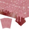 AIMALL 3 PCS Rose Gold Themed Disposable Tablecloth, Waterproof PE
