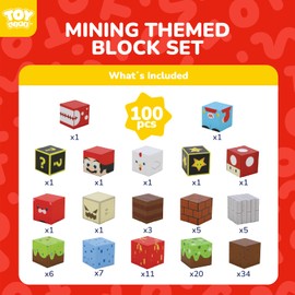 Magnetic Blocks - 100PCS Magnetic Building Blocks Set for Kids Age 3-12 Year Old Boys Girls, 1" Mine World Magnet Building Cubes Sets for Toddlers